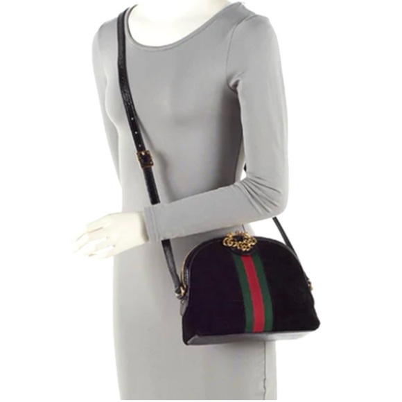 Authentic Gucci Ophedia Dome crossbody bag black suede - Picture 14 of 14